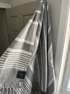 Striped Gray & White Turkish Towel
